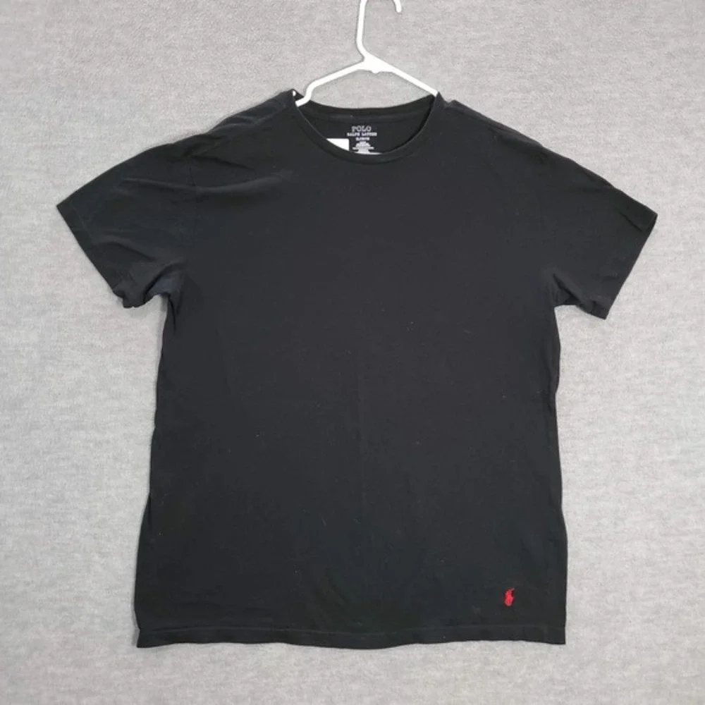 Polo Ralph Lauren Men Shirt XL Black SLim Fit Logo Short‎ Sleeve Crew Neck
